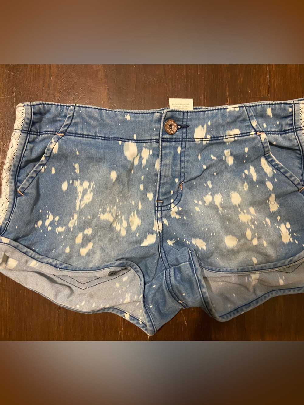 Hydraulic Light Blue Bleached Denim Jean Shorts